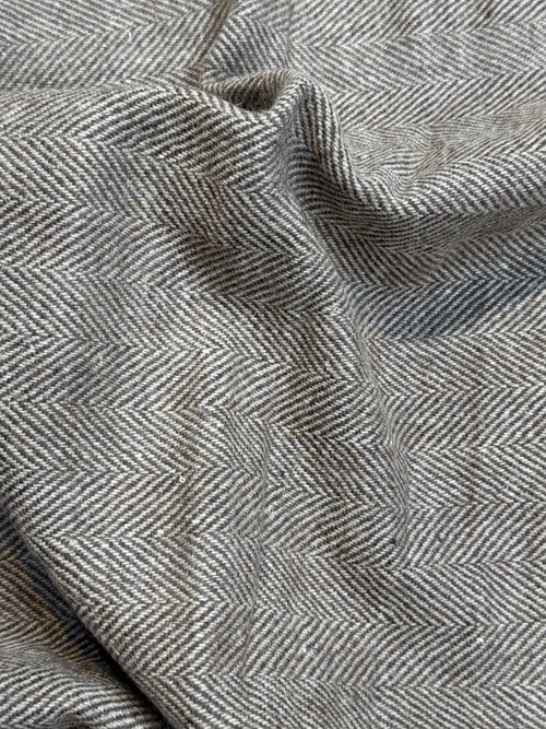 Ash Weave Herringbone Cashmere Merino Tweed