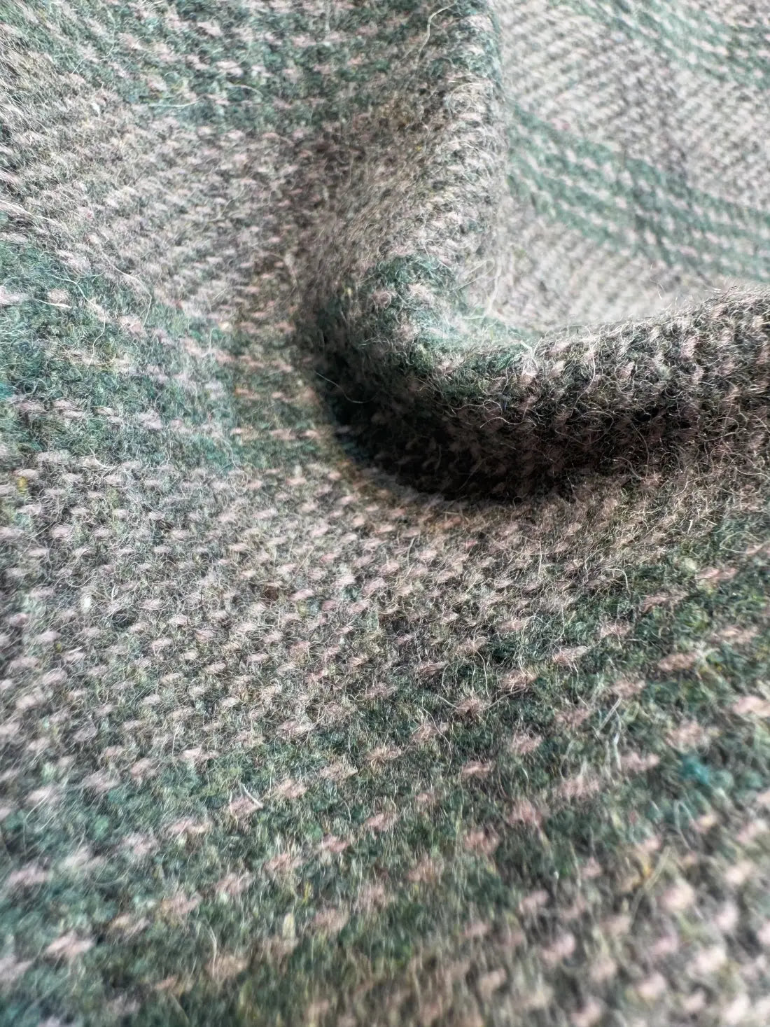 GreenGold Radiance Checkered Cashmere Merino Tweed