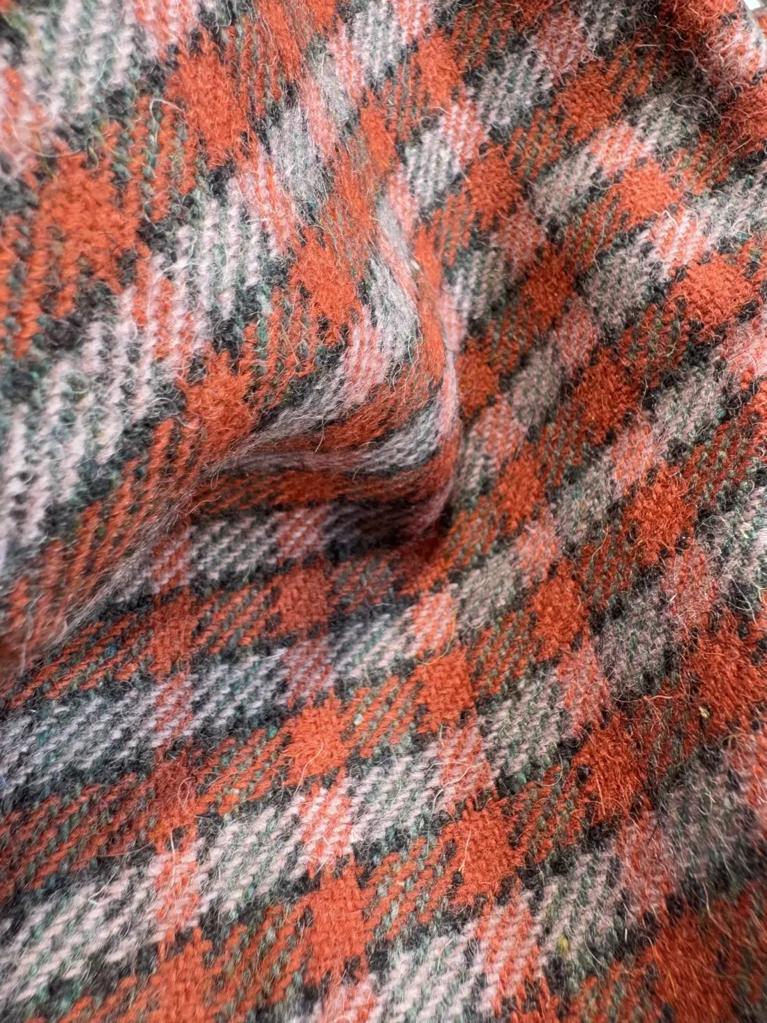 Crimson Mist Plaid Checkered Cashmere Merino Tweed
