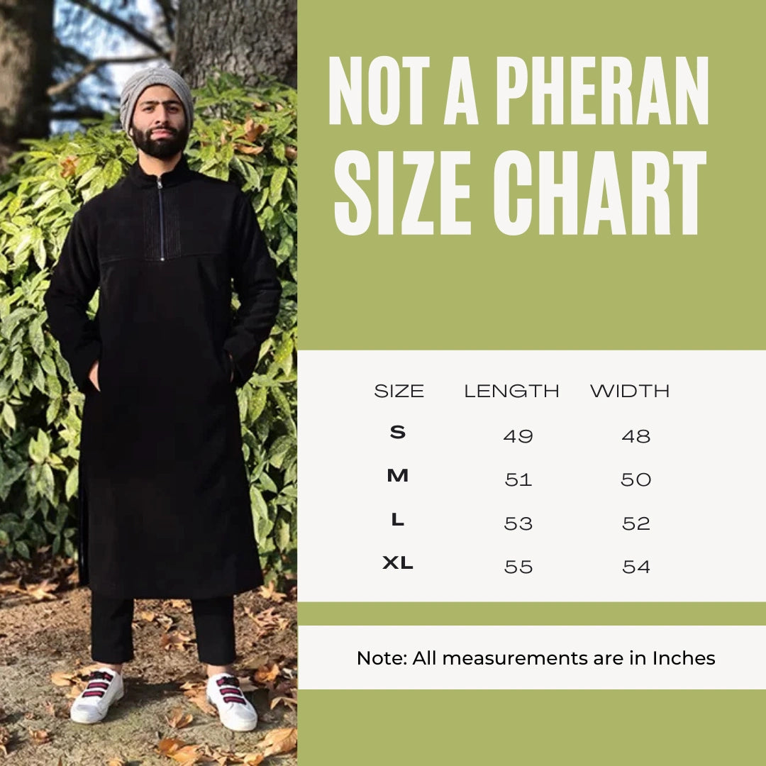 baraqah men winter pheran size chart 