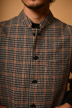 Brown with Black Glen Check Woollen Waistcoat