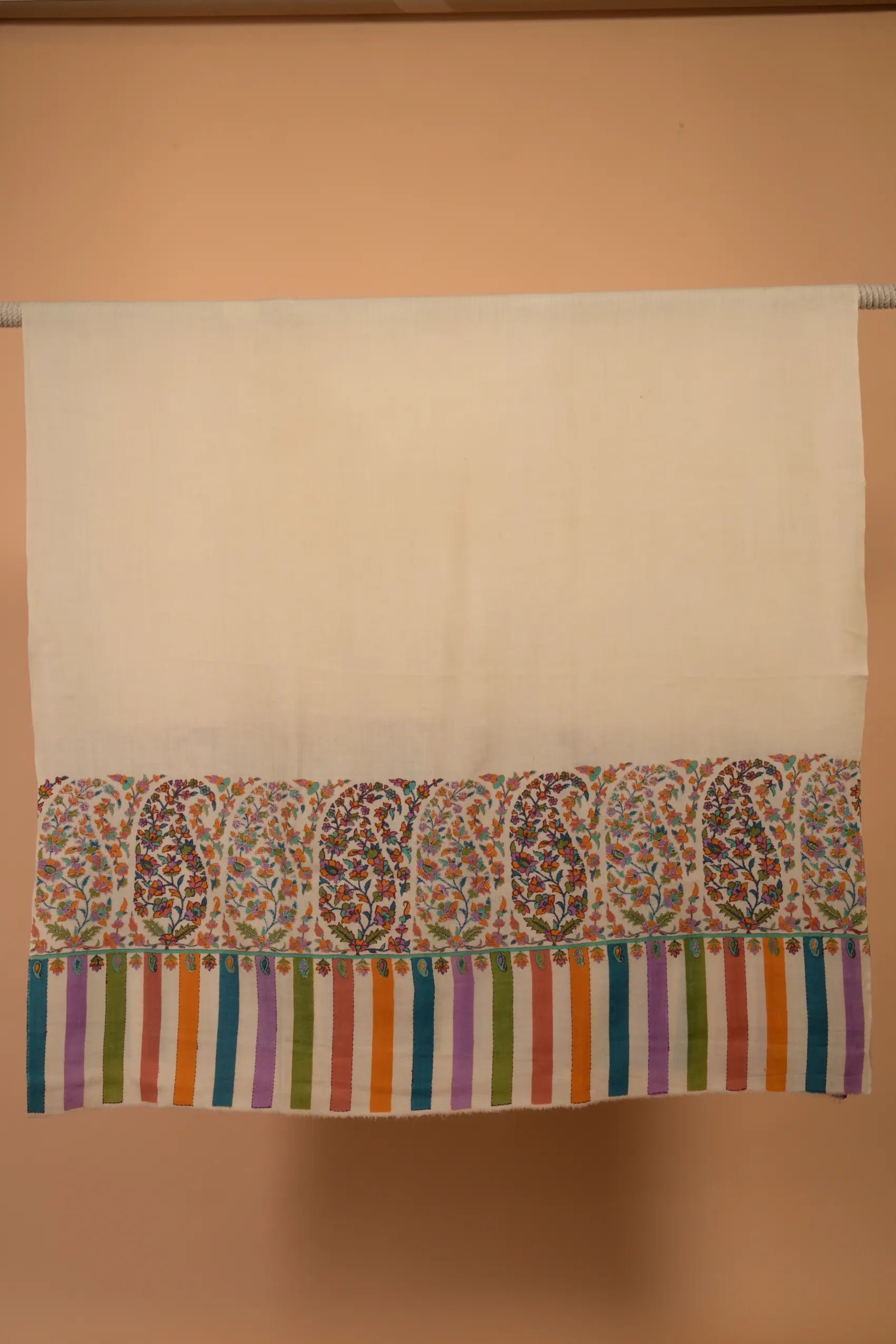 baraqah white printed pure pashmina female stole 