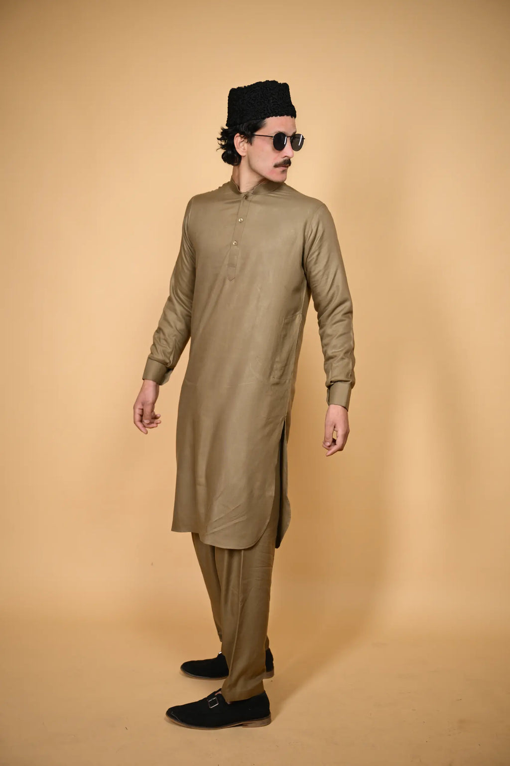 baraqah rakheem olive kameez shalwaar for men 