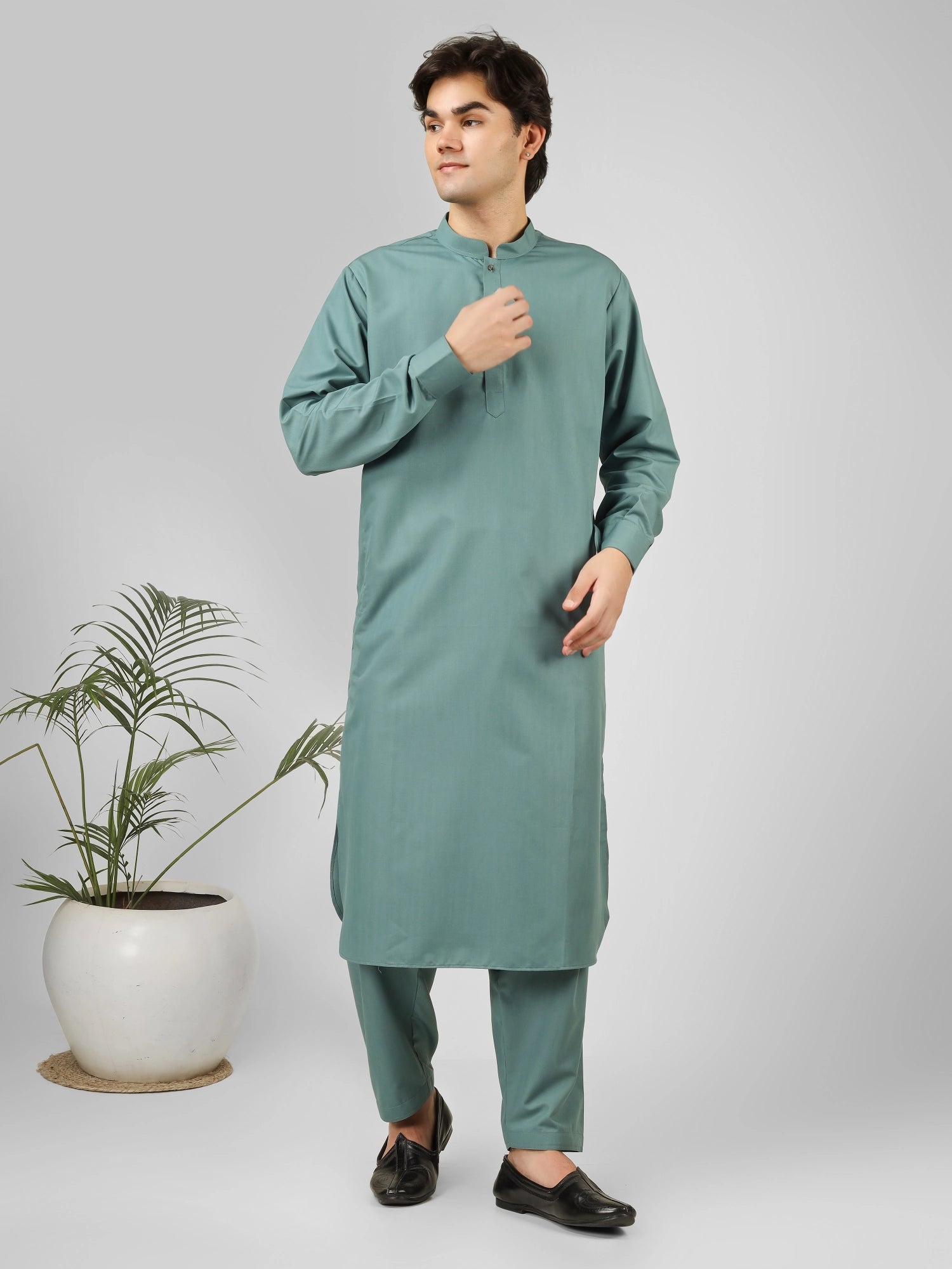 Rasheiq Aquamarine Kameez Shalwar