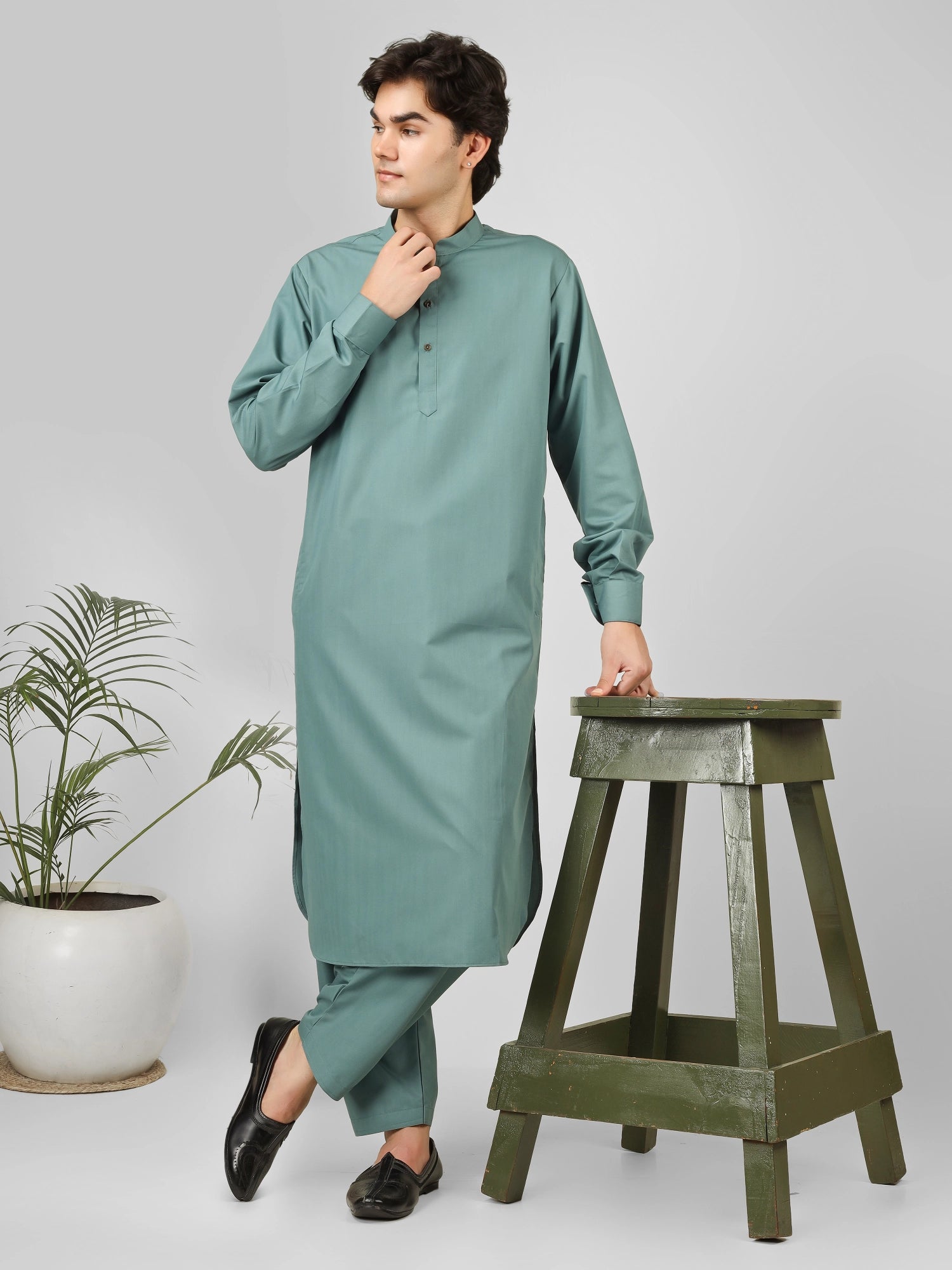 Rasheiq Aquamarine Kameez Shalwar