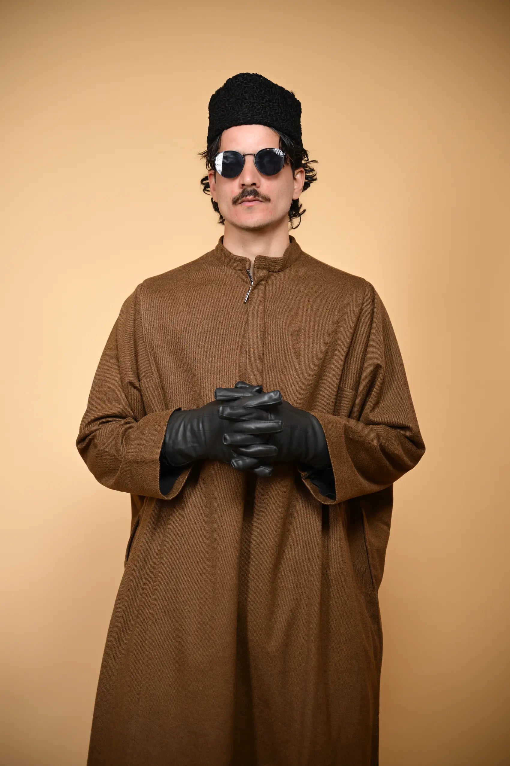 baraqah winter traditional rust lined  pheran for men 