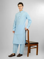 Elara Sky Blue Lycra Cotton Kameez Shalwar
