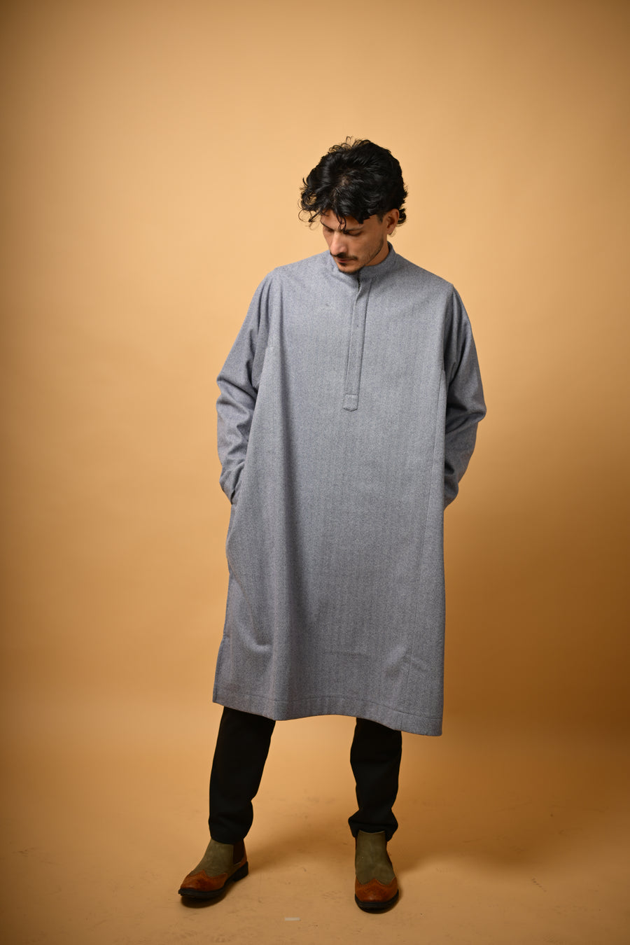 Steel Grey Herringbone Pheran