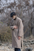 Striped Herringbone Brown Pheran