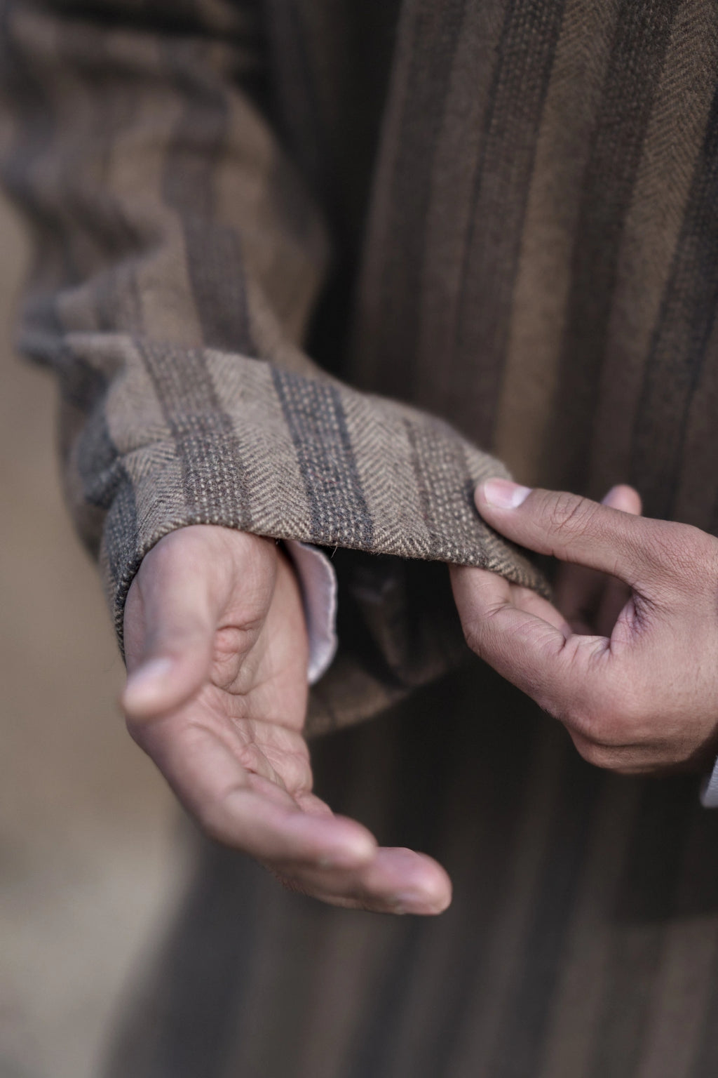 Striped Herringbone Brown Pheran