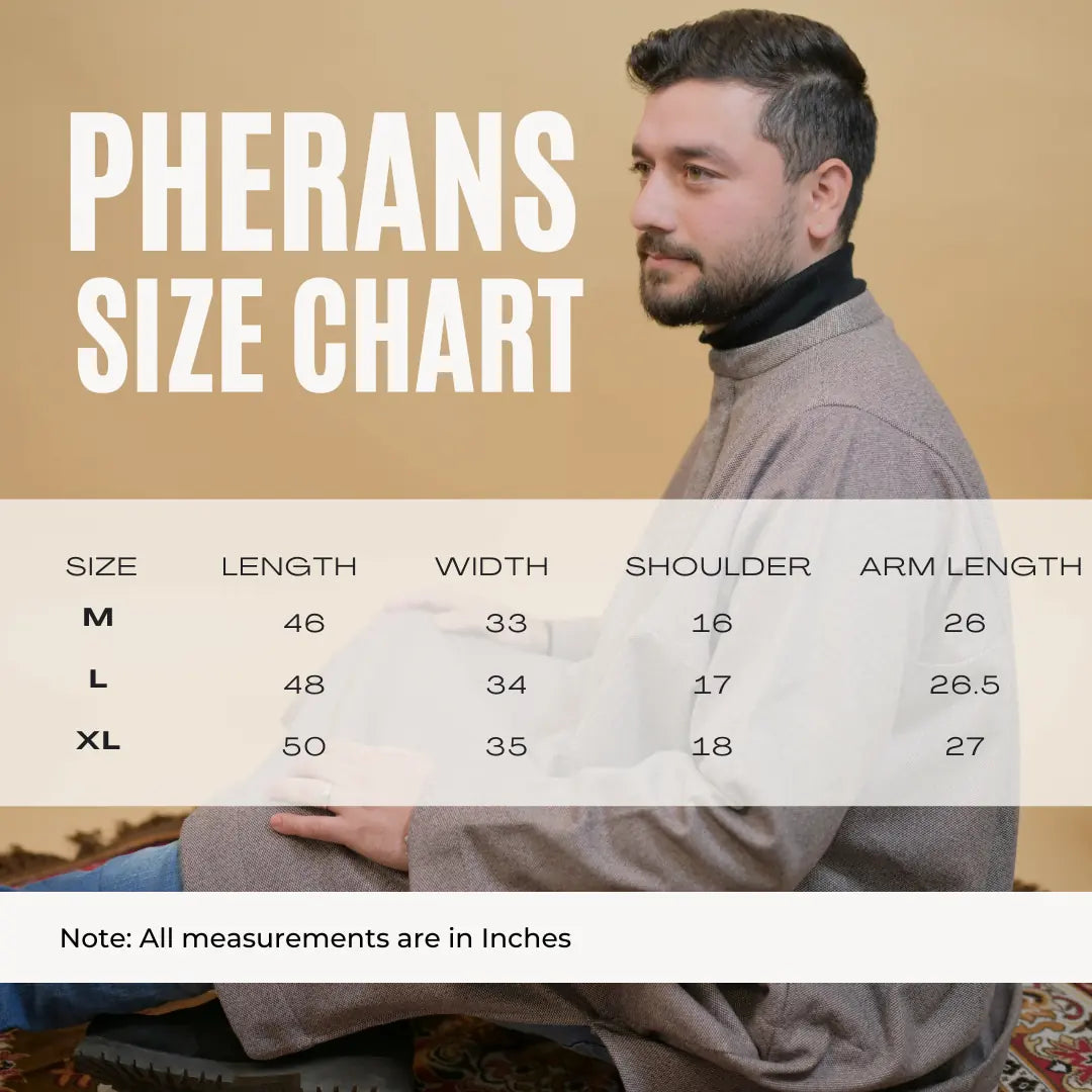 baraqah men pheran size chart