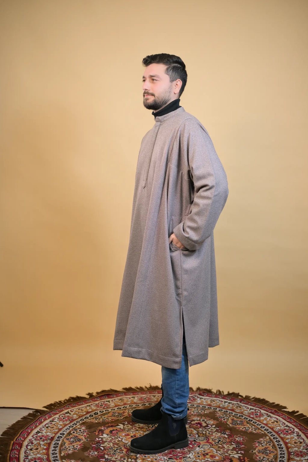 Light Brown Dotted Kashmiri Pheran