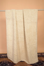 White Furry Handwoven Merino Wool Blanket

