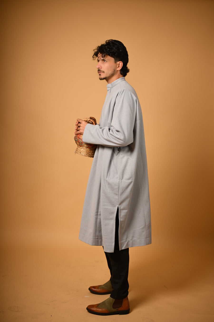 Whitish Grey Dotted Pheran