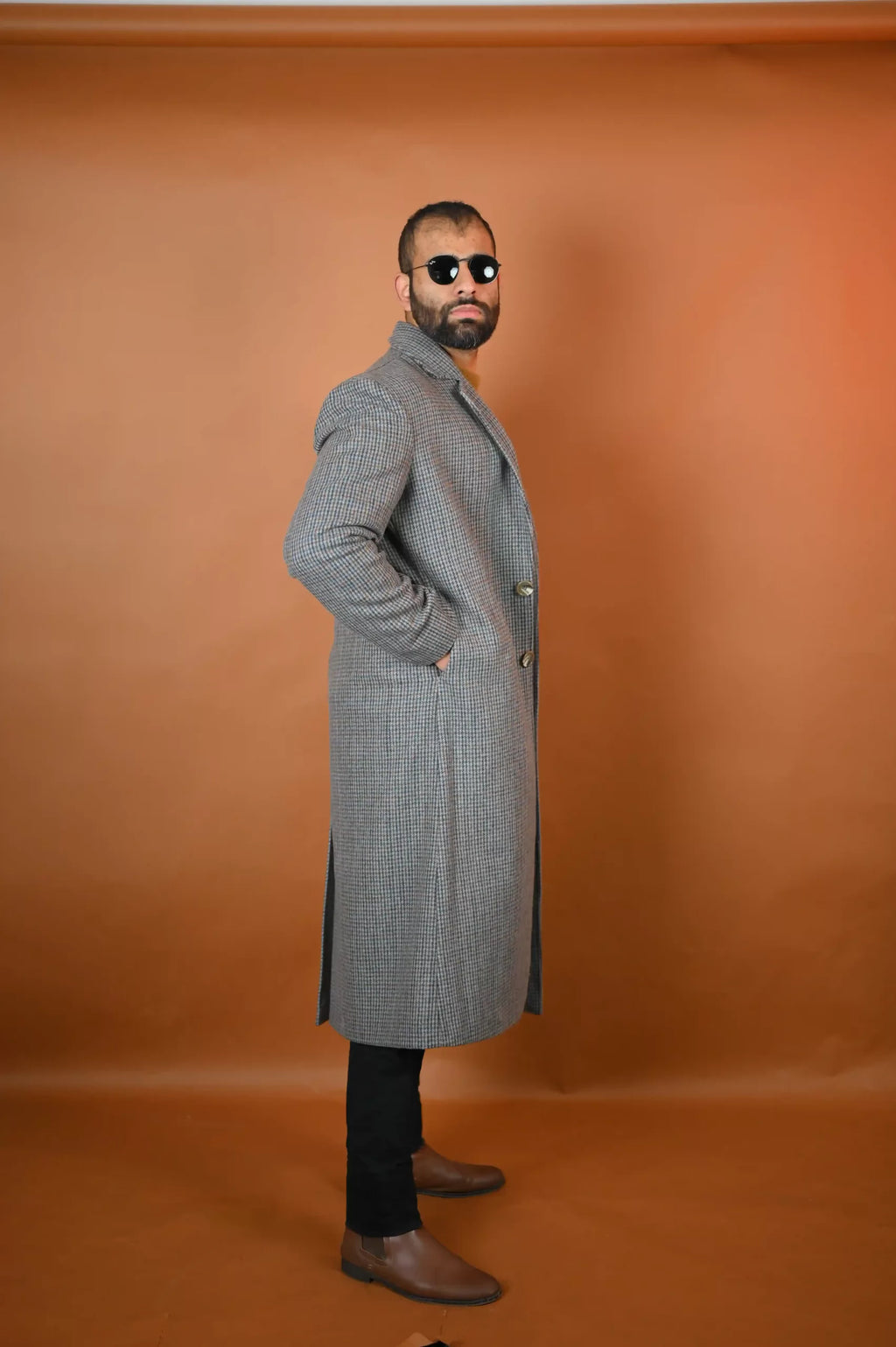 baraqah grey color overcoat for men