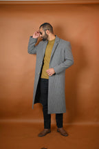 baraqah grey color overcoat for men