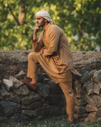 men light brown  color summer kurta pajama 
