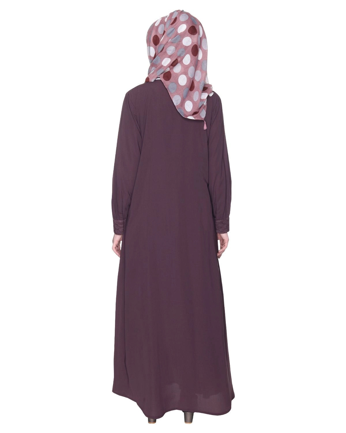 Subtle Imperial Purple Laced Dress Abaya
