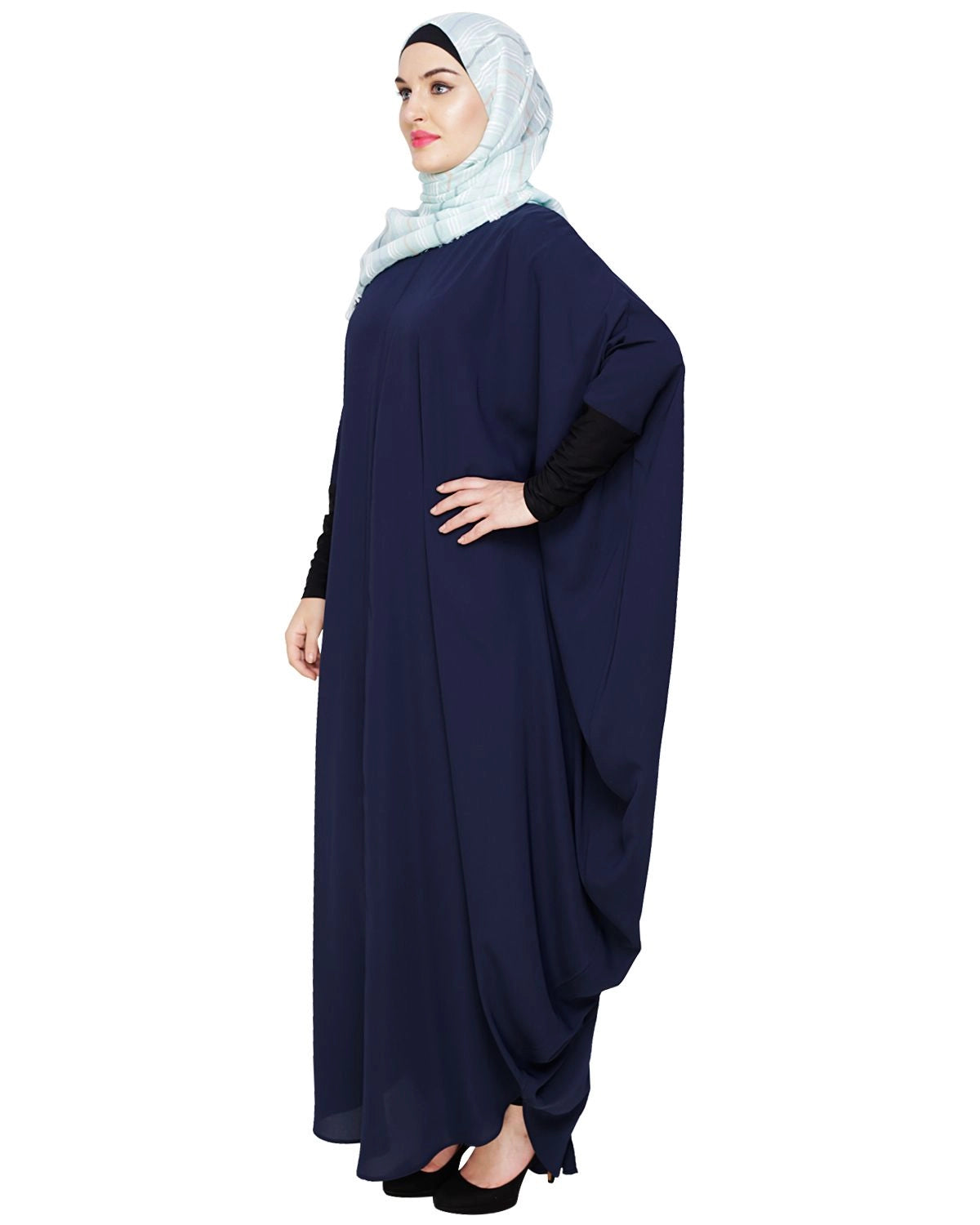 Quirky Jersy Sleeve Blue Kaftan