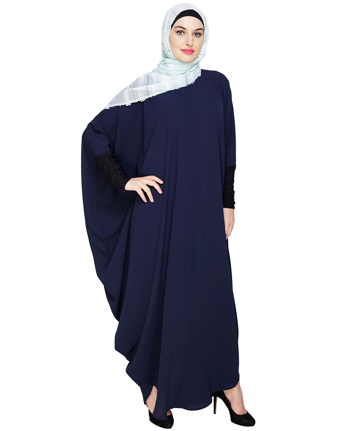 Quirky Jersy Sleeve Blue Kaftan