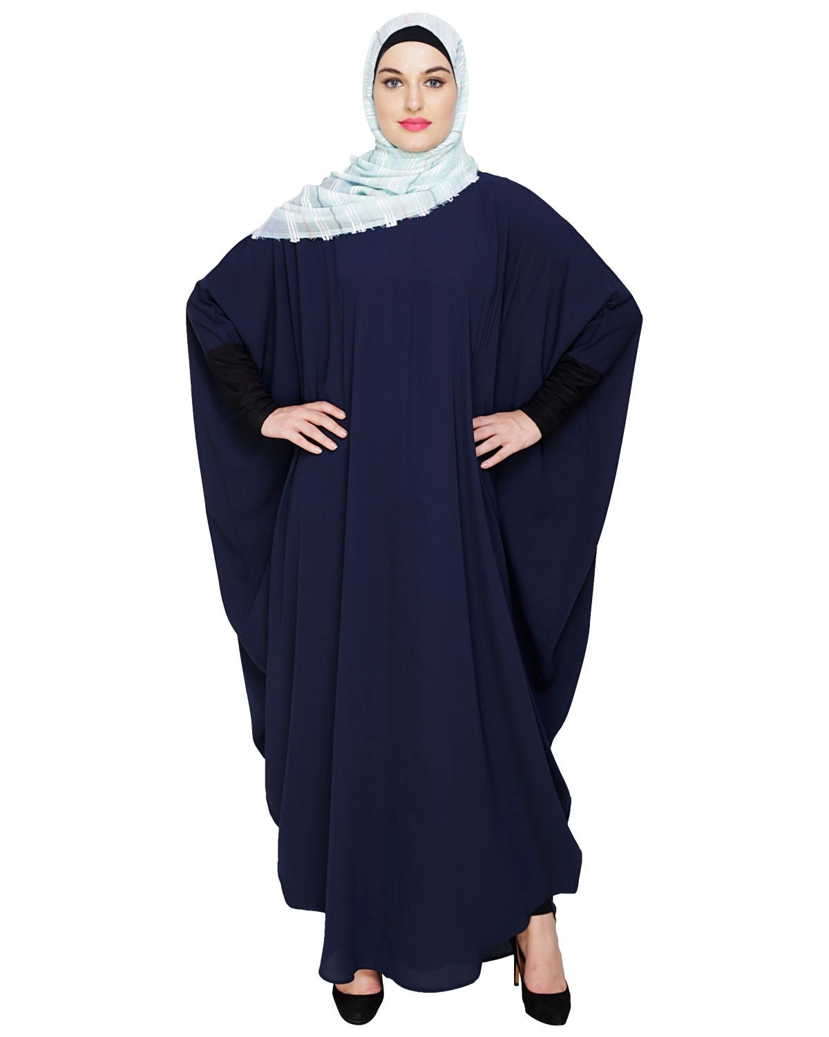 Quirky Jersy Sleeve Blue Kaftan