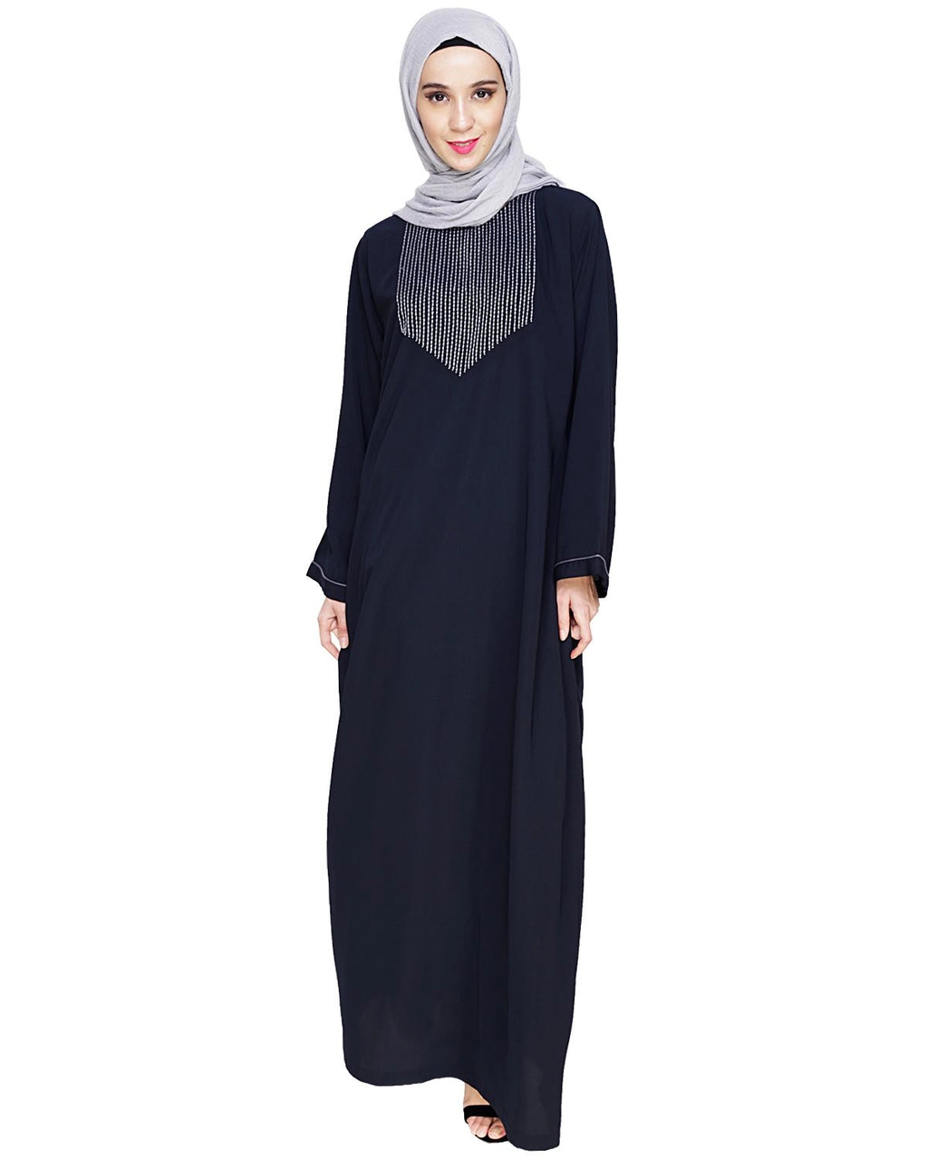 baraqah female blue color modest fashion abaya dress for women 