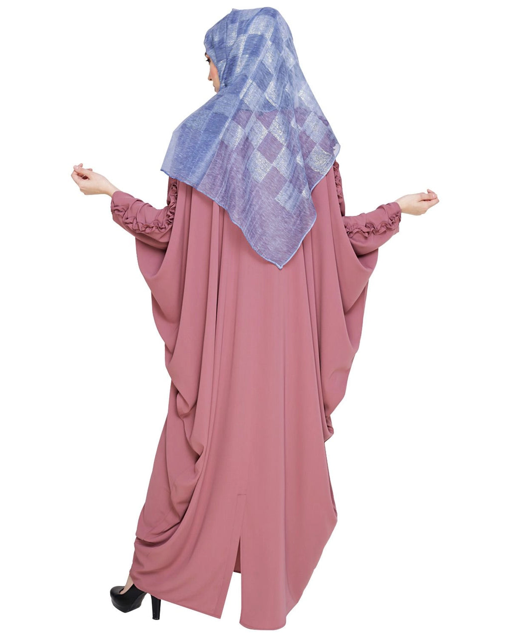 baraqah female pink color modest fashion abaya dress for women 