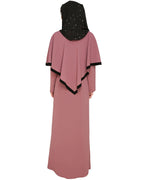 Onion Pink Fancy Cape Abaya