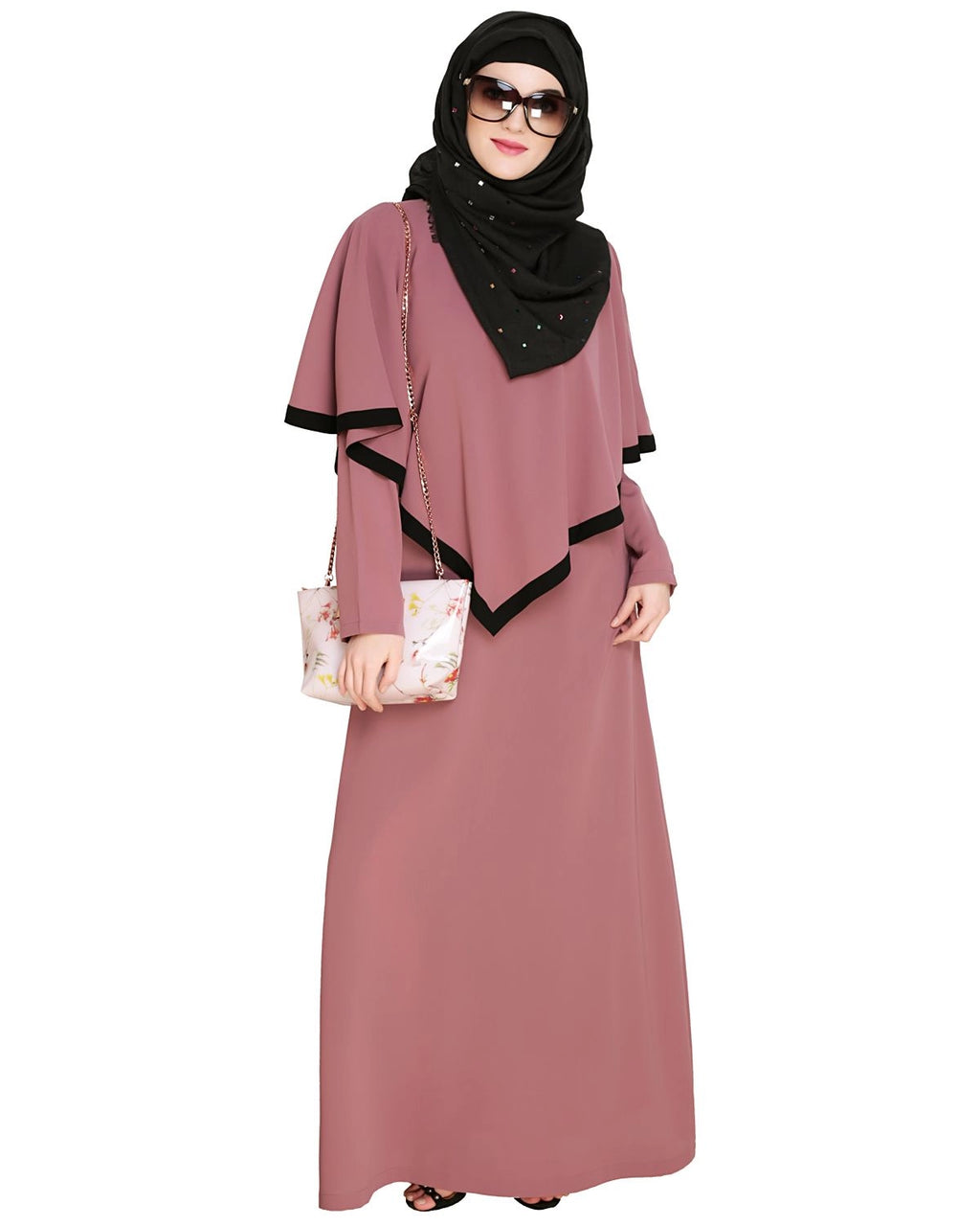 Onion Pink Fancy Cape Abaya