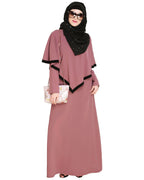 Onion Pink Fancy Cape Abaya