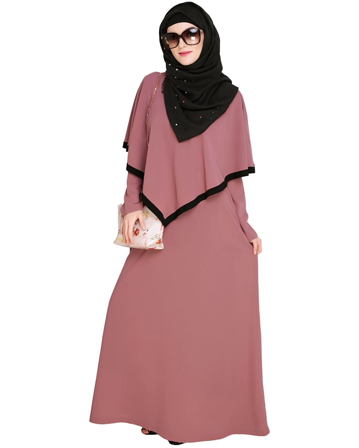 Onion Pink Fancy Cape Abaya