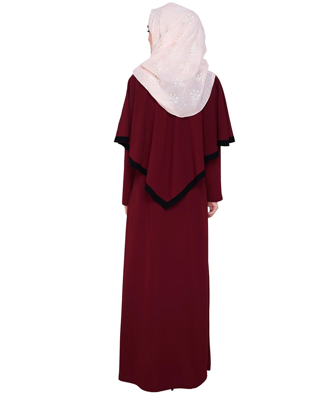baraqah female maroon color modest fashion abaya dress for women 