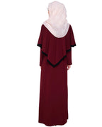 baraqah female maroon color modest fashion abaya dress for women 