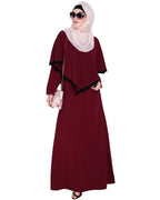 baraqah female maroon color modest fashion abaya dress for women 