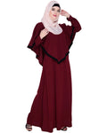 baraqah female maroon color modest fashion abaya dress for women 