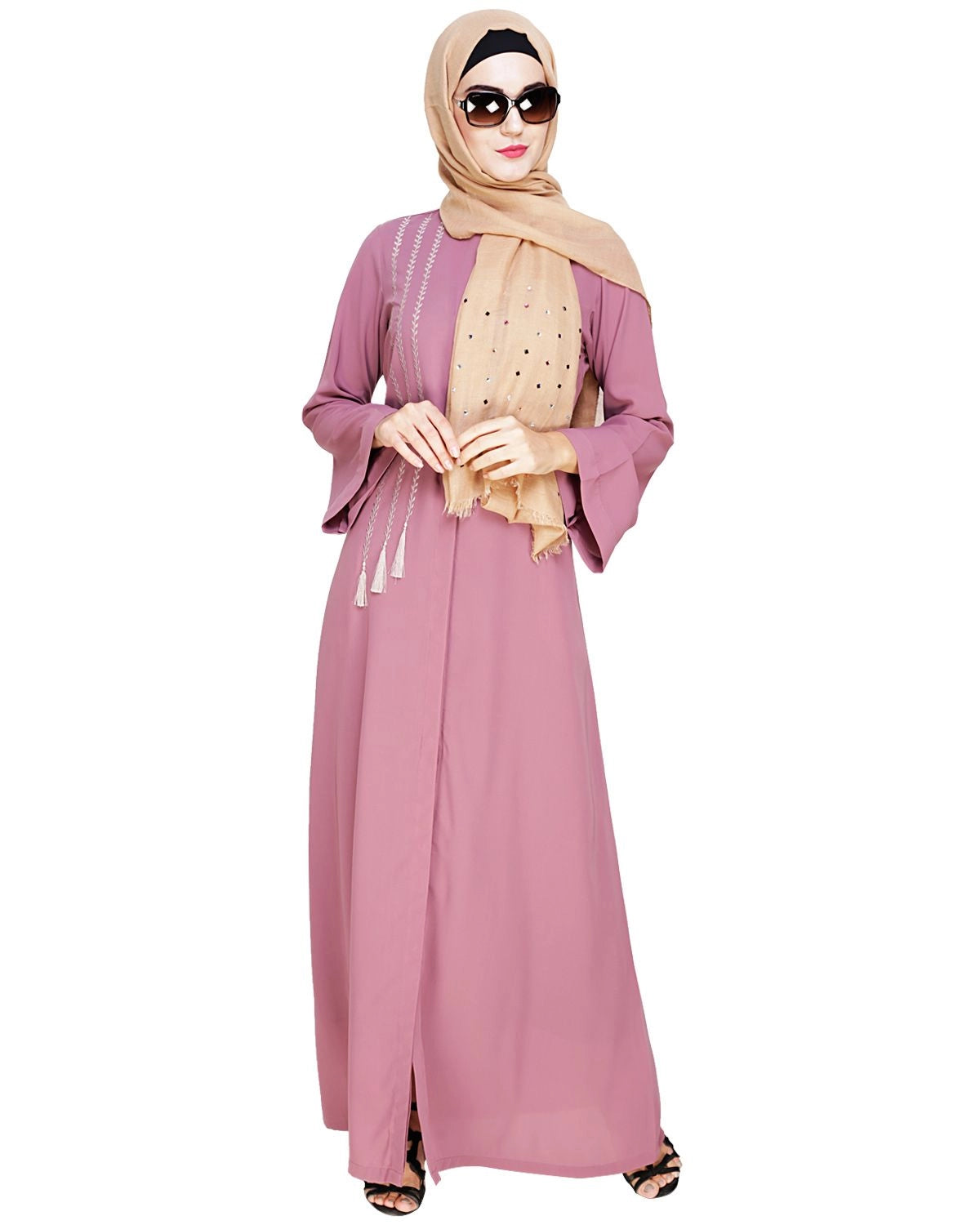 baraqah female pink color modest fashion abaya  for women 