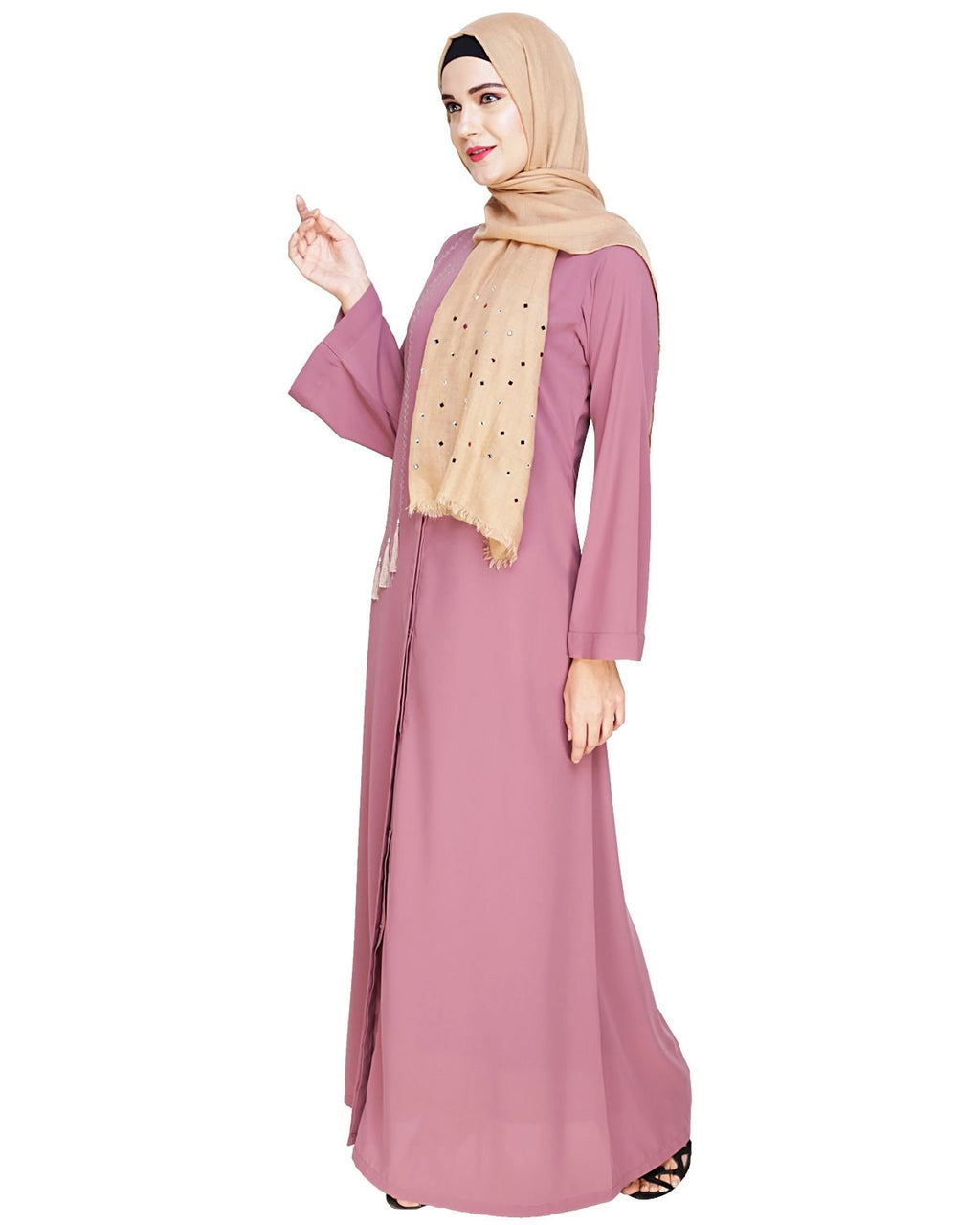 baraqah female pink color modest fashion abaya  for women 