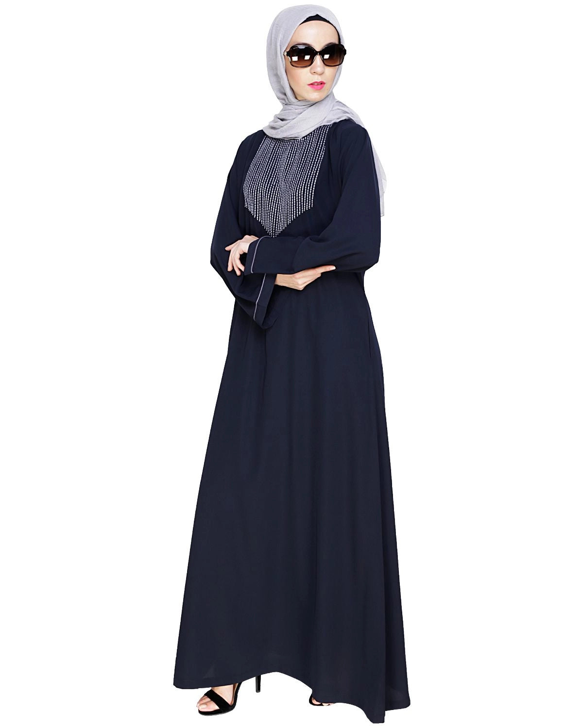 Embroidered Blue Dubai Style Abaya