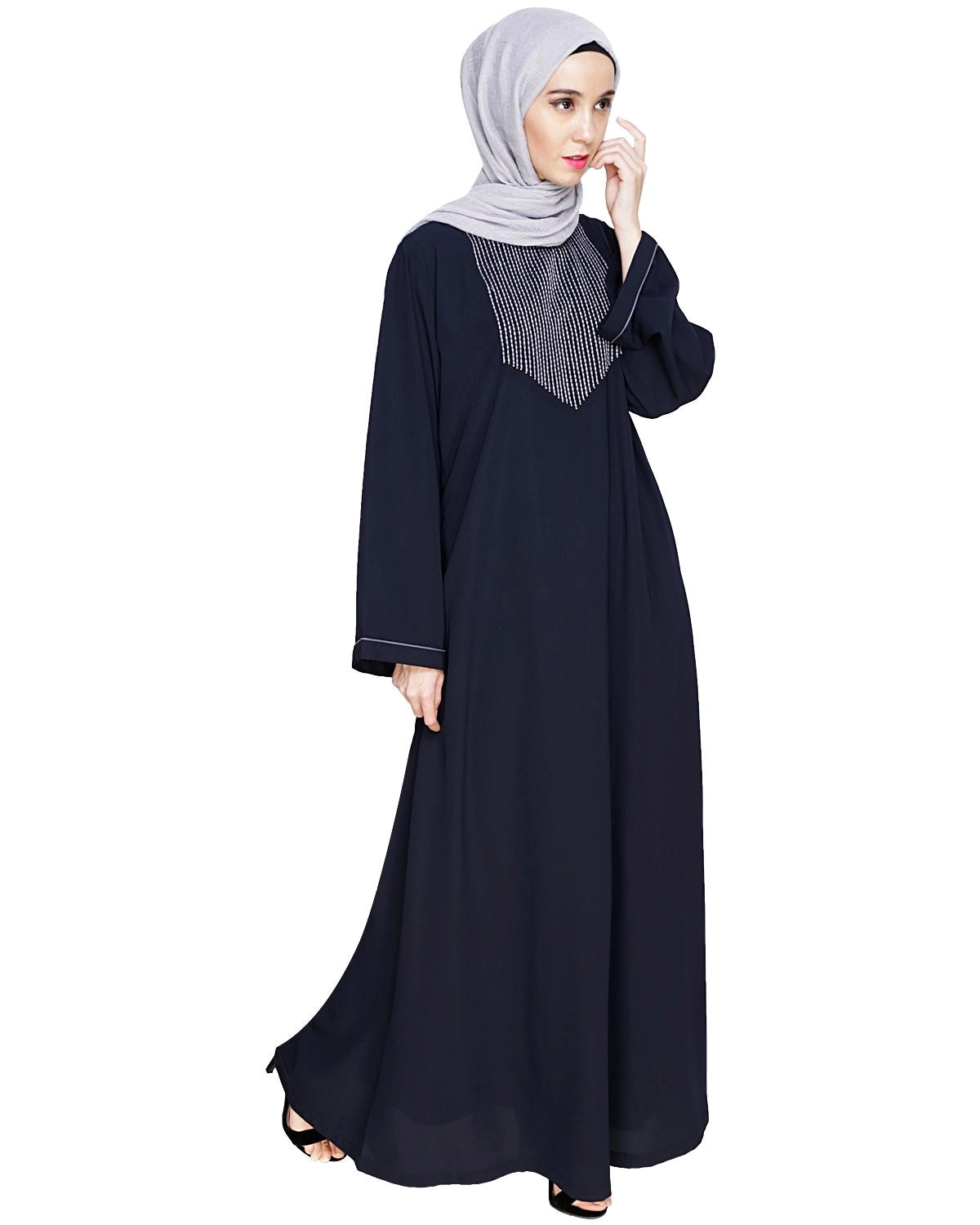 Embroidered Blue Dubai Style Abaya