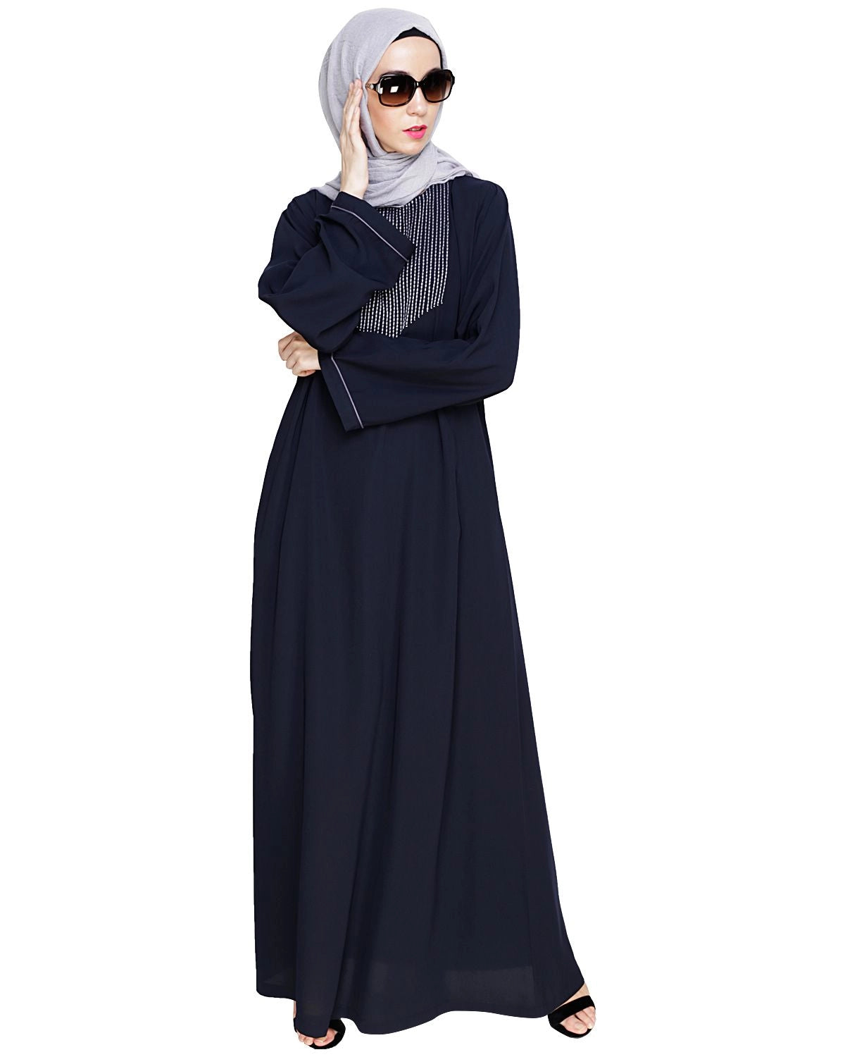 baraqah female blue color modest fashion abaya for women