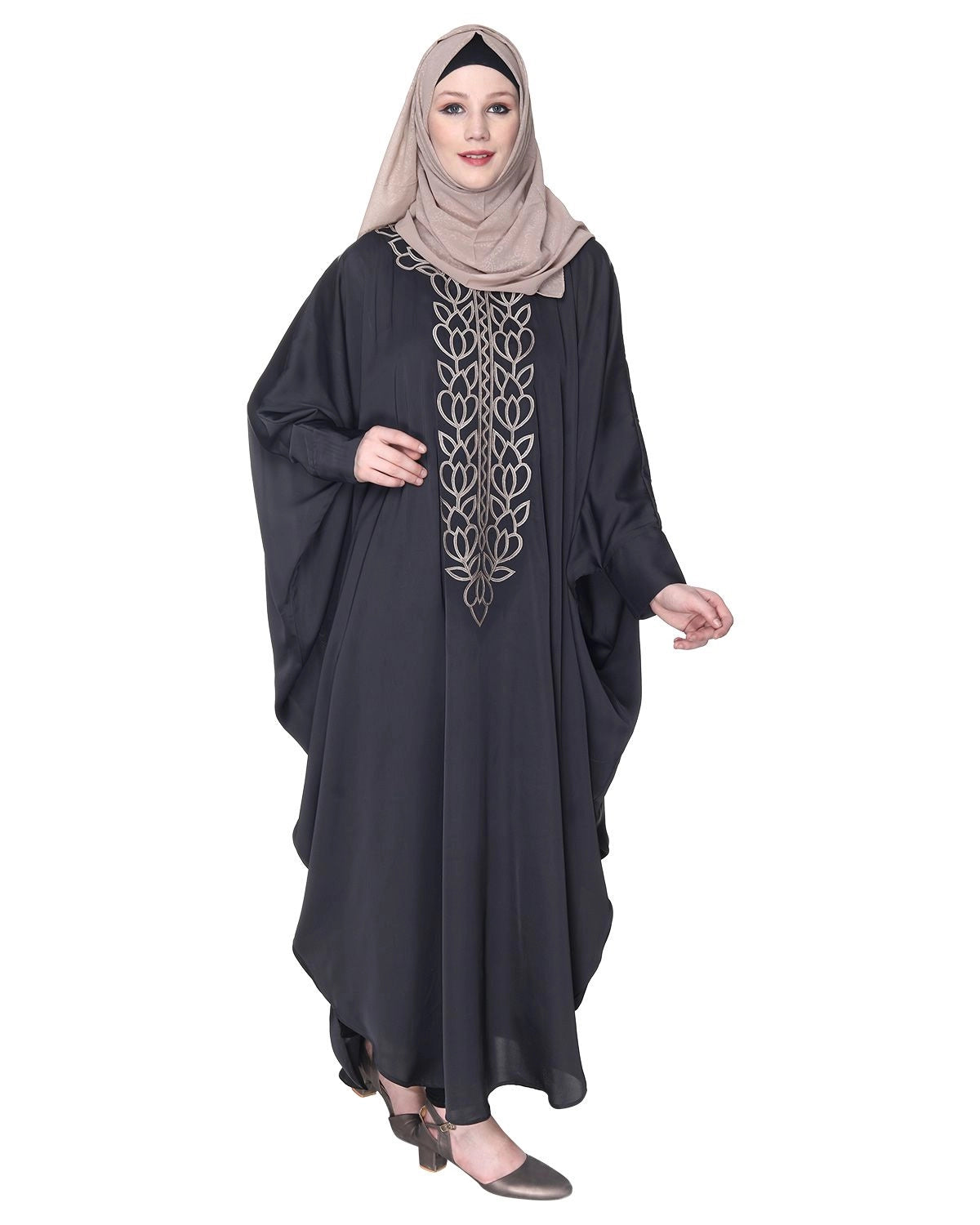 Dark Grey Embroidered Kaftan