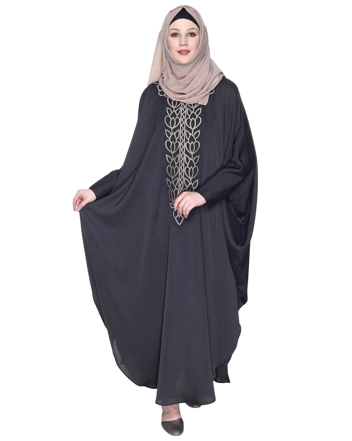 Dark Grey Embroidered Kaftan