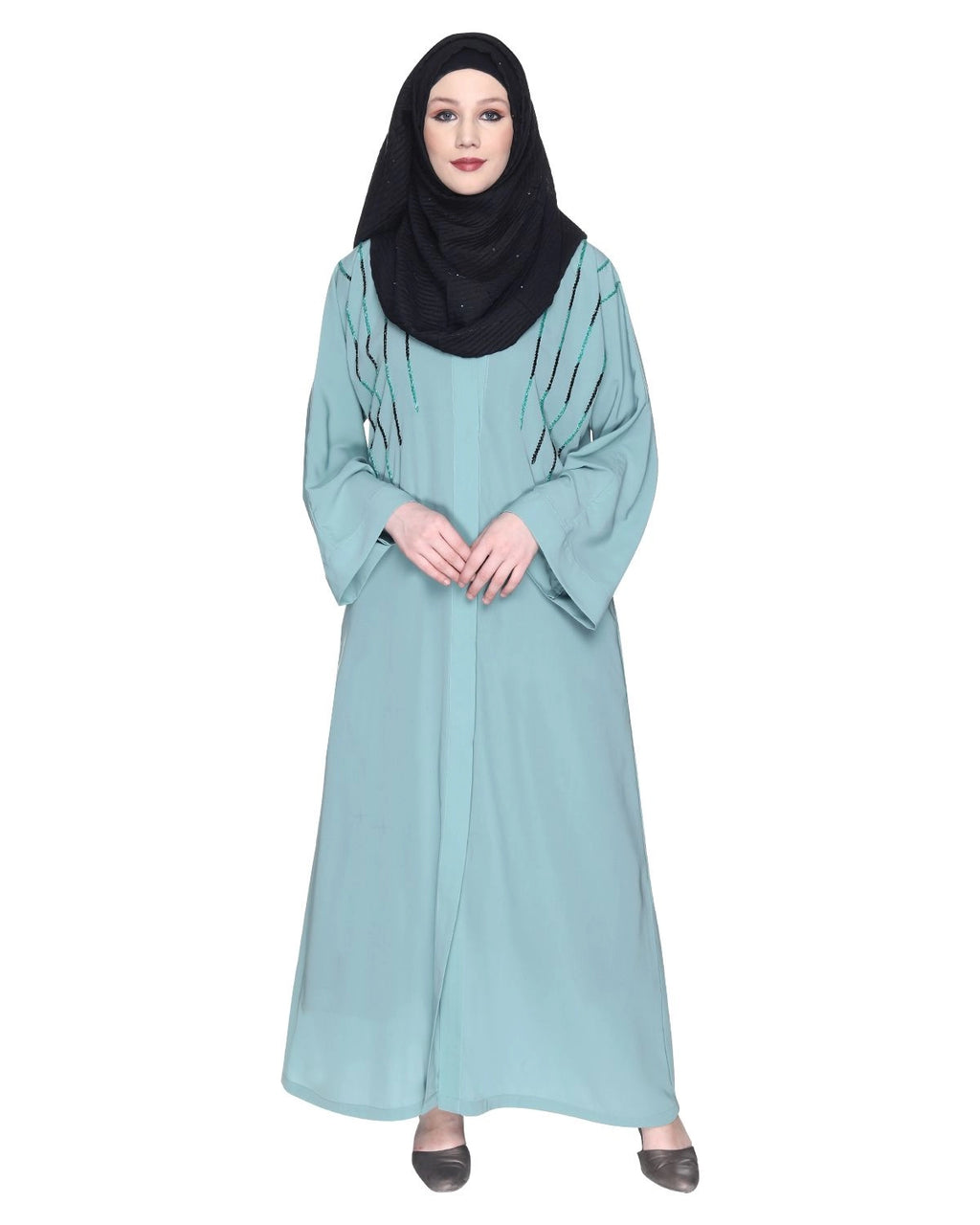 baraqah female sky blue color modest fashion abaya for women