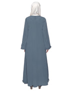 Grey Jacket Syle Frill Abaya