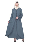 Grey Jacket Syle Frill Abaya