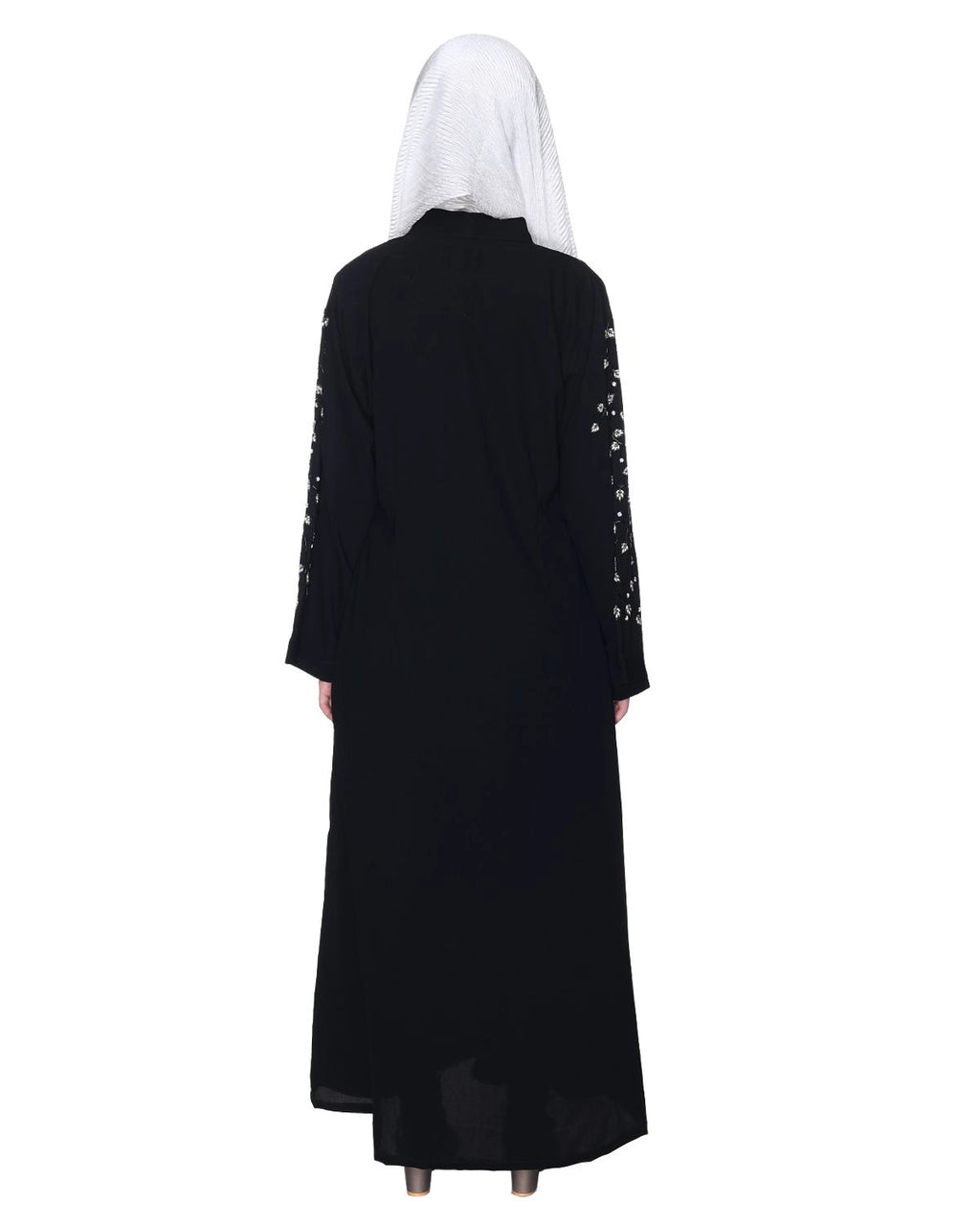 Abaya With Sparkling Hand-Embroidered Sleeves