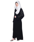 Abaya With Sparkling Hand-Embroidered Sleeves