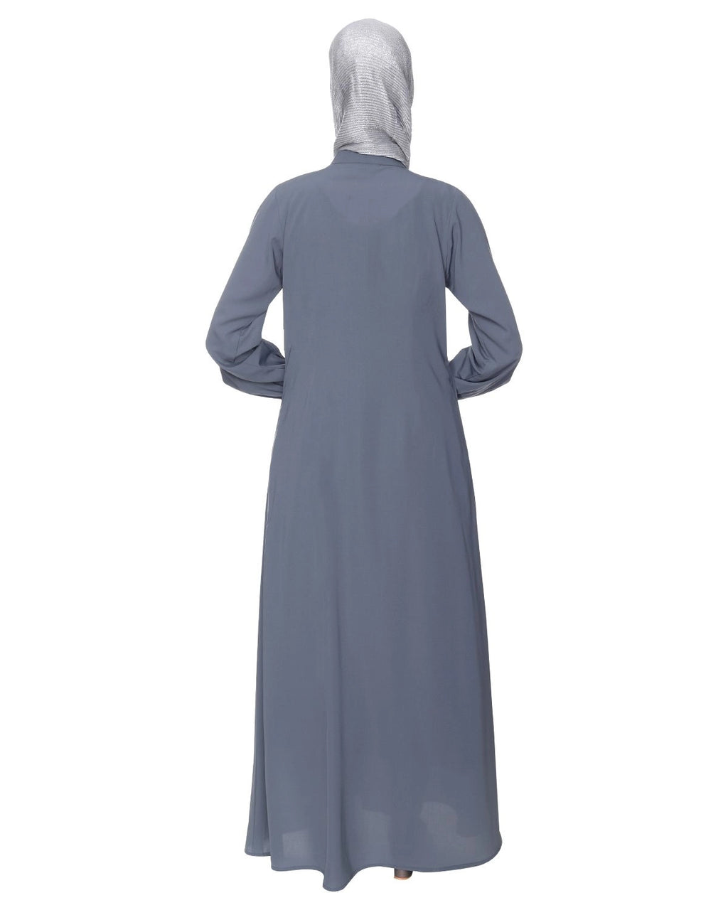 Grey Abaya With Flashy Metallic Beads Embroidery