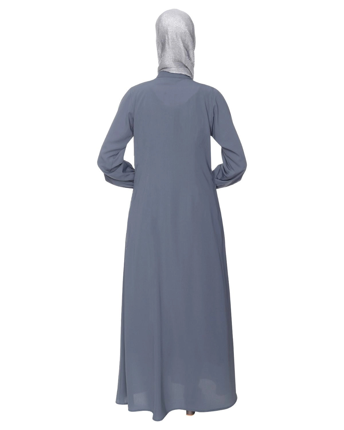 Grey Abaya With Flashy Metallic Beads Embroidery