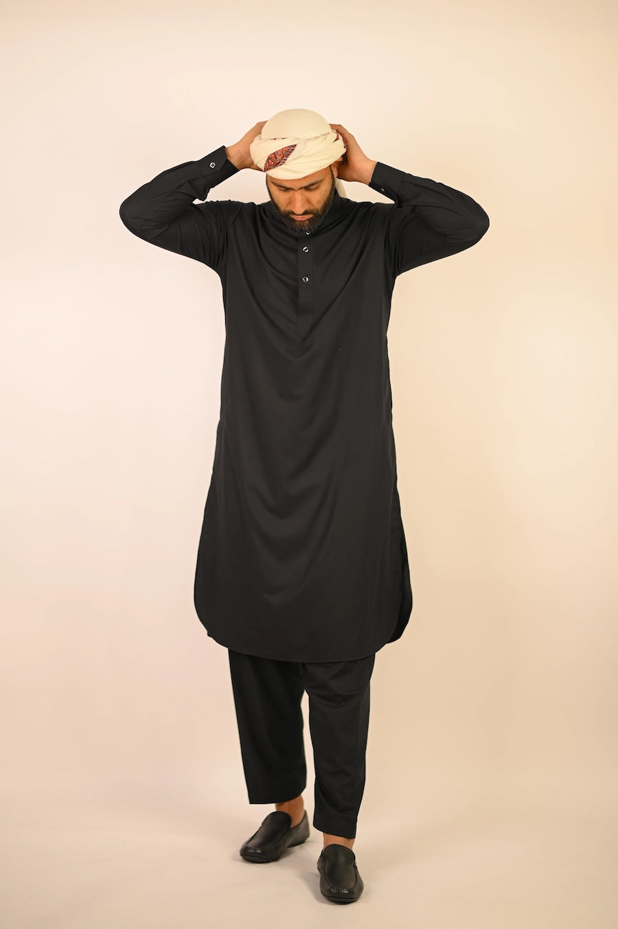 black color summer kurta pajama for men 